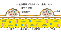 ファイバーマット デラックス Bタイプ 肥料袋付植生張芝・分解性タイプ断面